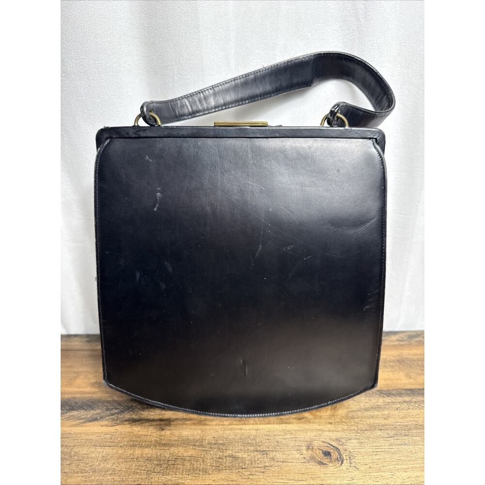 Vintage Dofan Handbag Purse Made In France Black Leather 1960s Shoulder Bag GUC - Picture 3 of 11